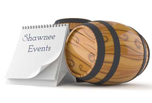 Wine barrel and calendar for Shawnee Wine Trail Events