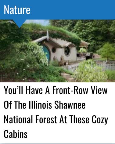 Article about Hobbit Style Home at Rocky Comfort Cabins