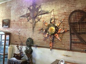 Metal Sculpture on wall at Rainmakers Studio