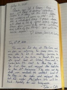 Handwritten notes with reflections and a Bible verse on lined paper.